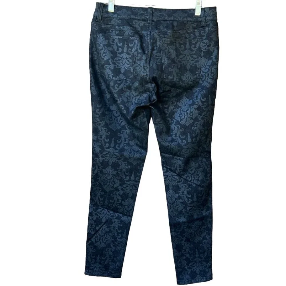 White House Black Market Women's Baroque Print‎ Pants Size S Noir Cotton Blend